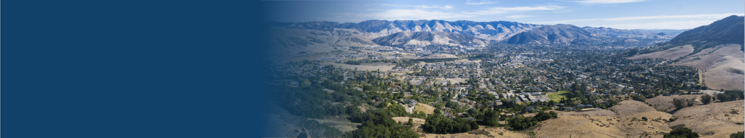 Aerial view of San Luis Obispo from the hiking trail to Bishop Peak, California